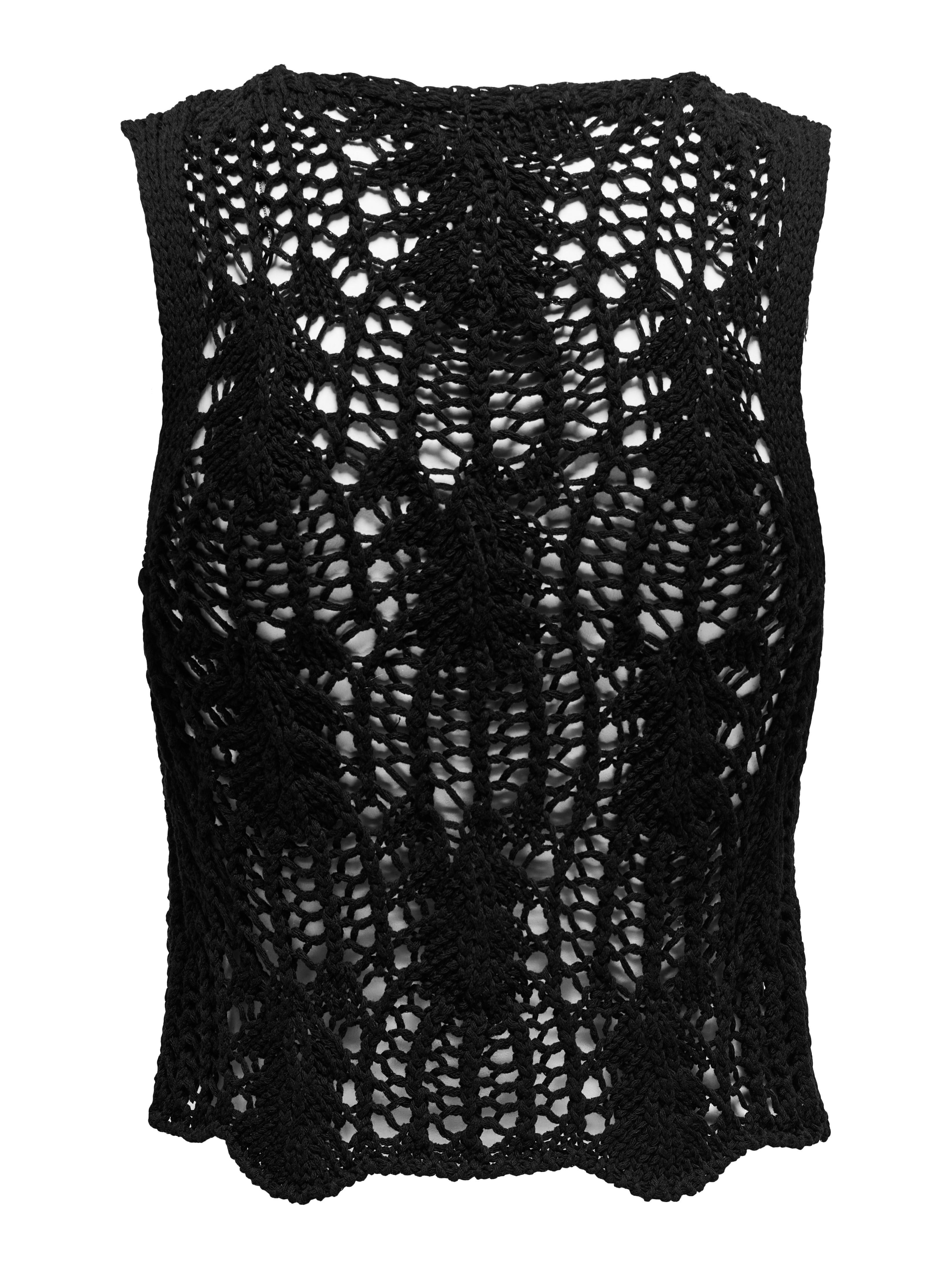 ONLLIZZY LIFE SL CROCHET TIE VEST KNT 15343882/Black ONLY