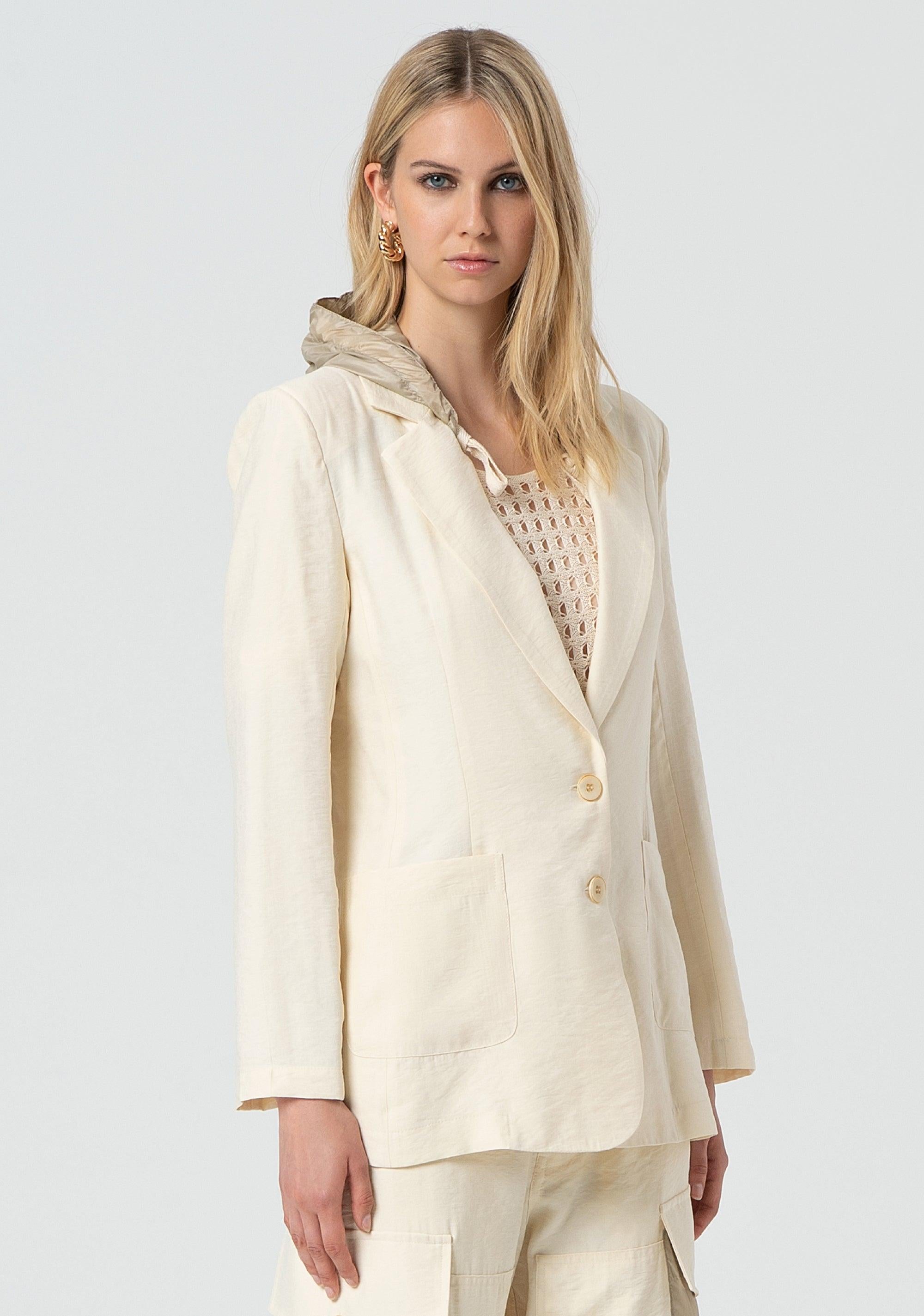 LONG HOODED BLAZER BUTTER 