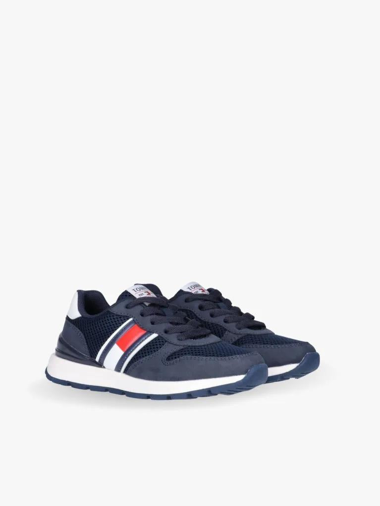 SNEAKER BASSA ALLACCIATA FLAG BLU/BIANCO 