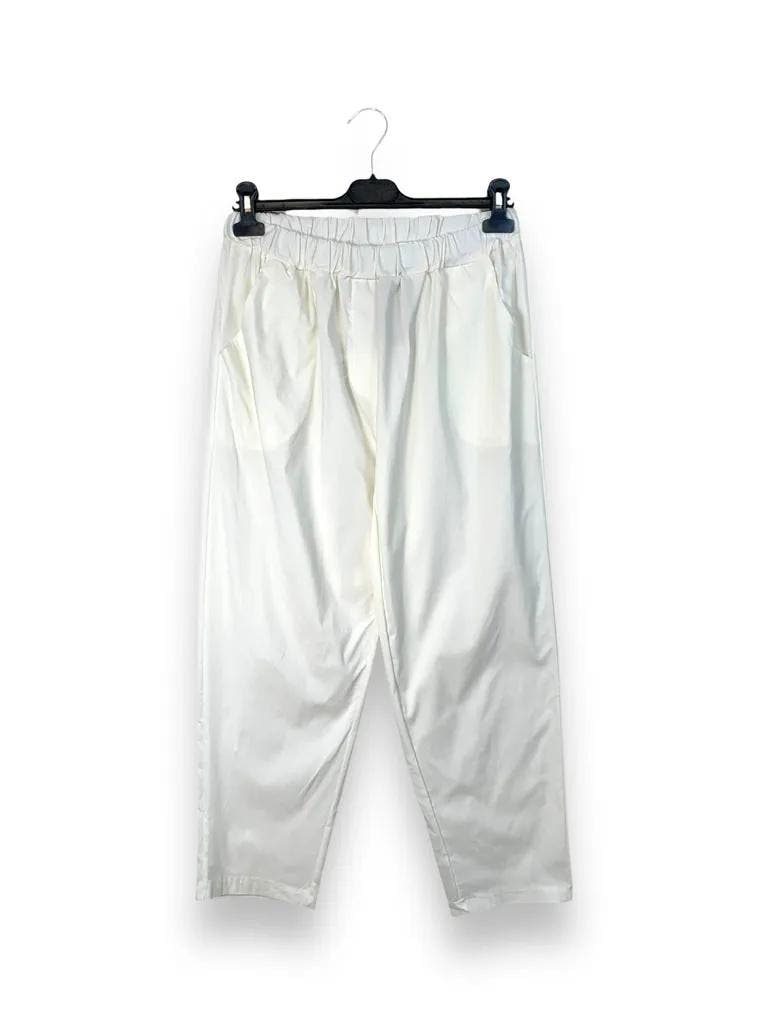 Pantalone a sigaretta con elastico in vita in bengalina 