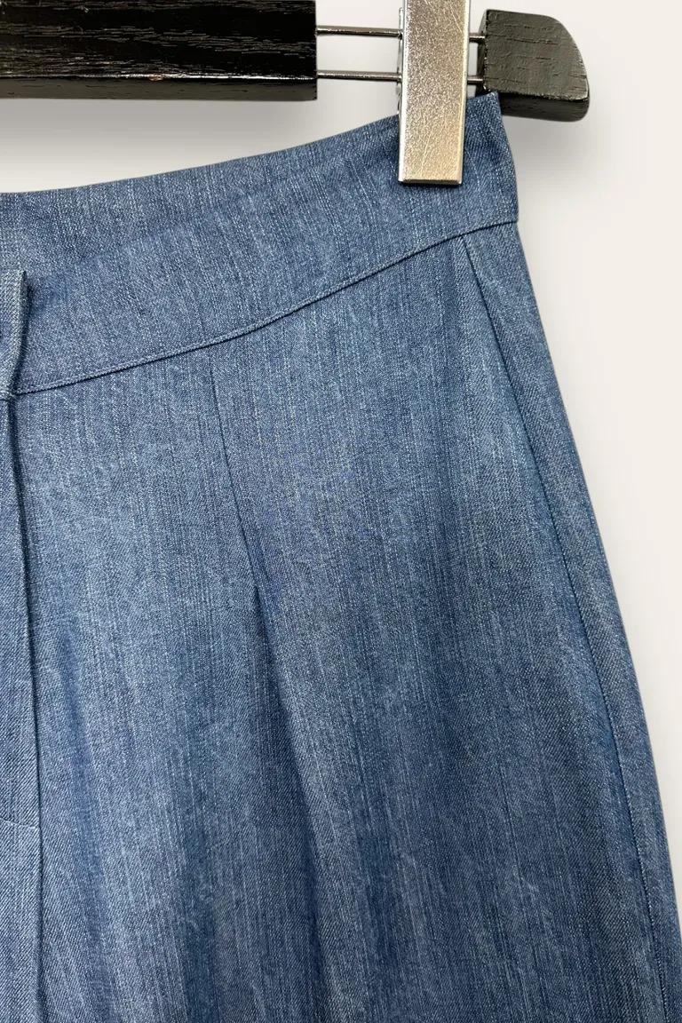 Pantalone a palazzo in denim con pinces AM-10652-AM-8014/Blu Jeans Chiaro LOVEme