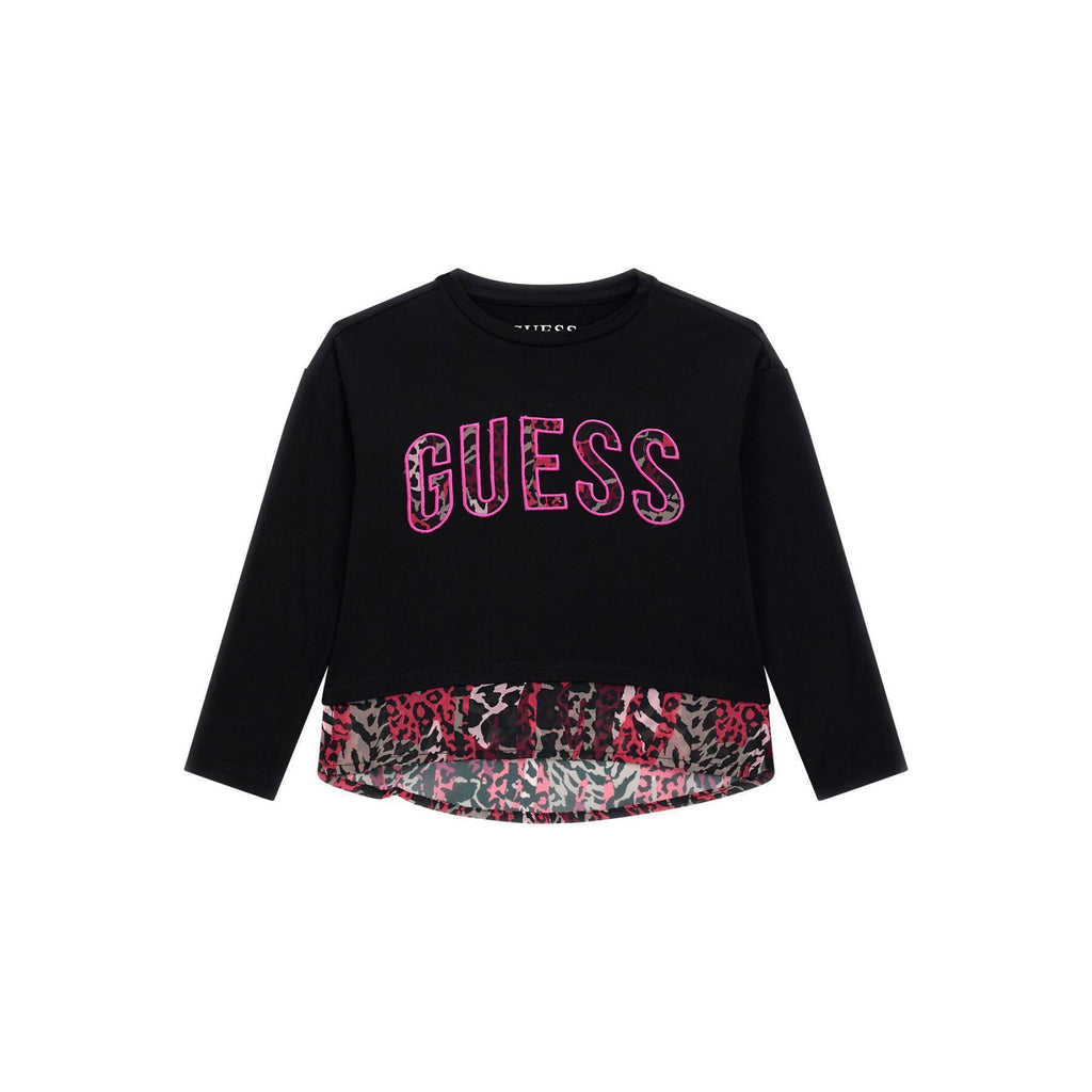 HIGH LOW LS T-SHIRT W/CHIFFON 