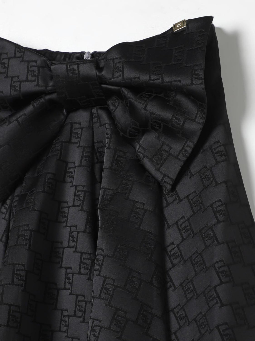 GONNA IN RASO JACQUARD EF CON MAXI FIOCCO NERO EFGO160 0 TV029/N000 ELISABETTA FRANCHI La Mia Bambina
