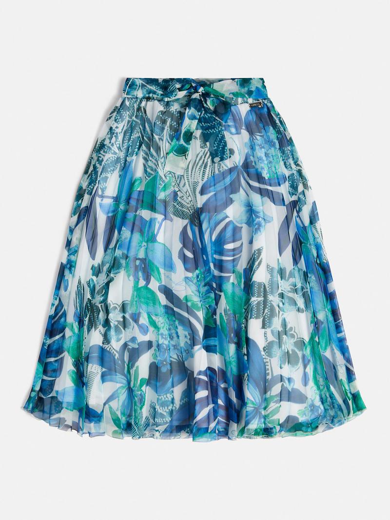 PLEATED CHIFFON MIDI SKIRT 