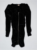 ABITO IN VELLUTO STRETCH CON APPLICAZIONE STRASS NERO 
