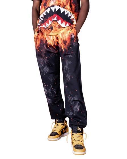 SHARK ON FIRE PANTS BLACK 