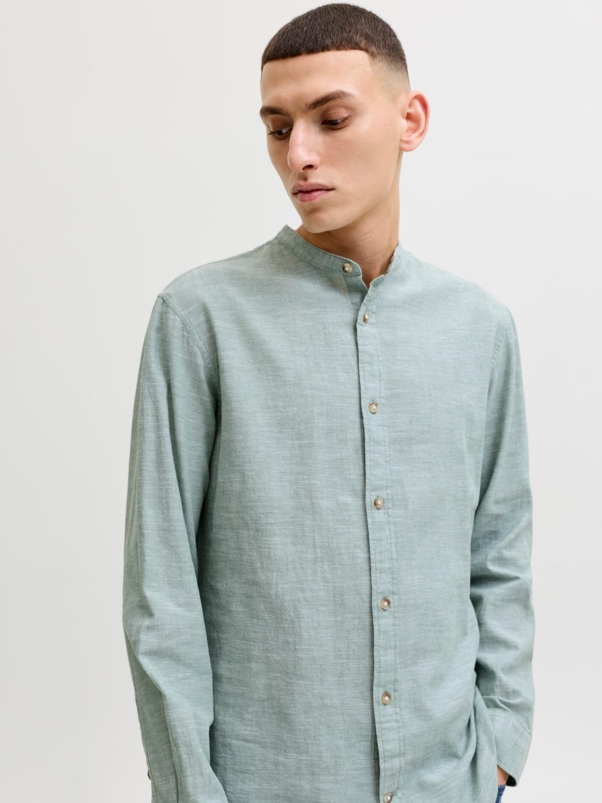 JJESUMMER LINEN BLEND BAND SHIRT L/S SN 