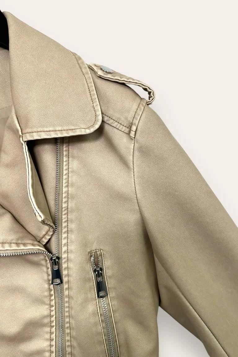 Giacca a chiodo in ecopelle YY-10723/Beige LOVEme