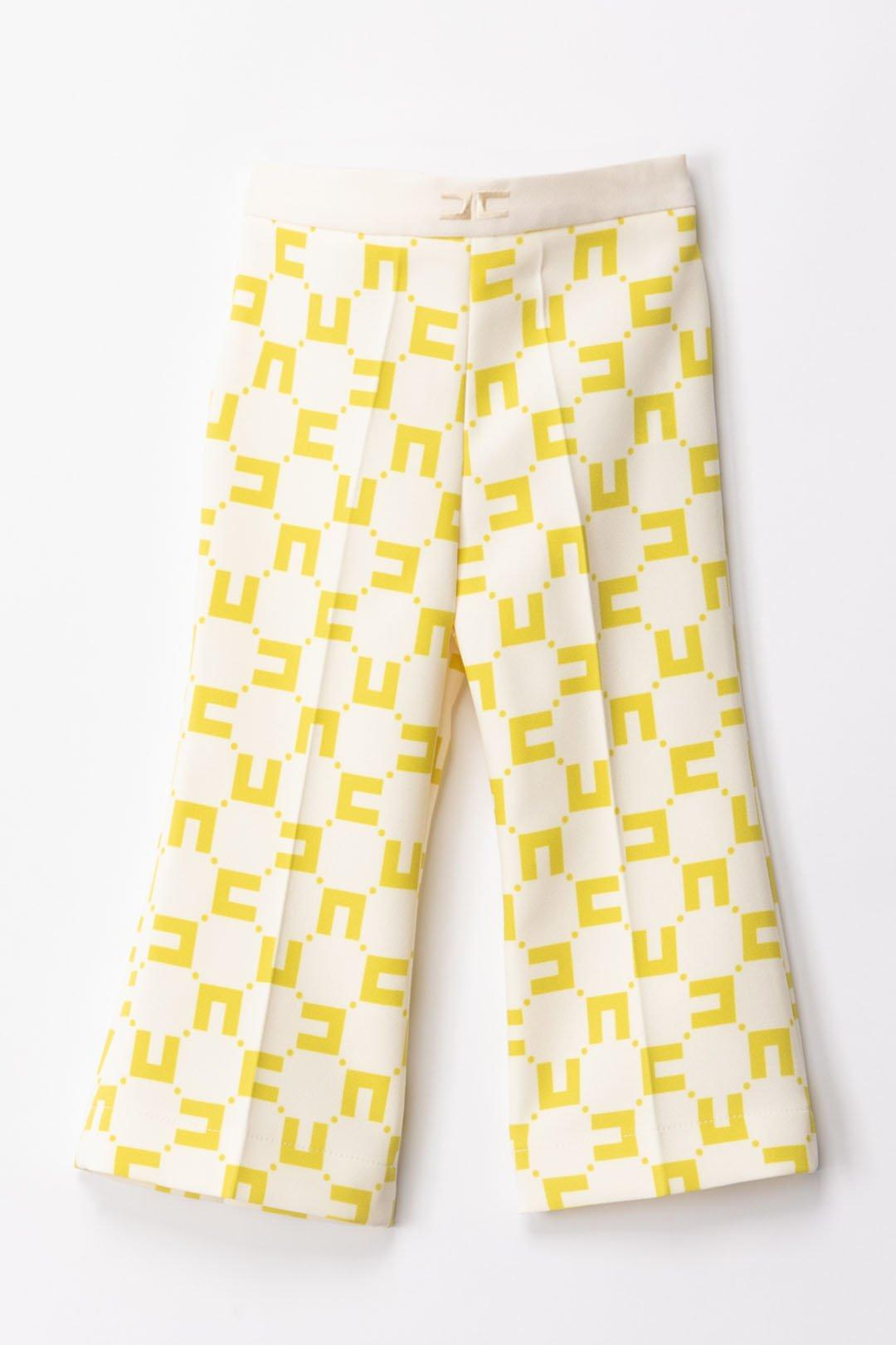 PANTALONE DOPPIO CREPE STAMPA LOGO CUBICO BURRO/CEDRO 