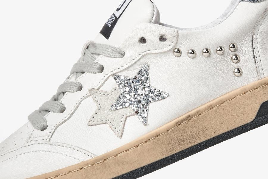 SNEAKERS WEEK STAR BIANCO/ARGENTO CON BORCHIE 