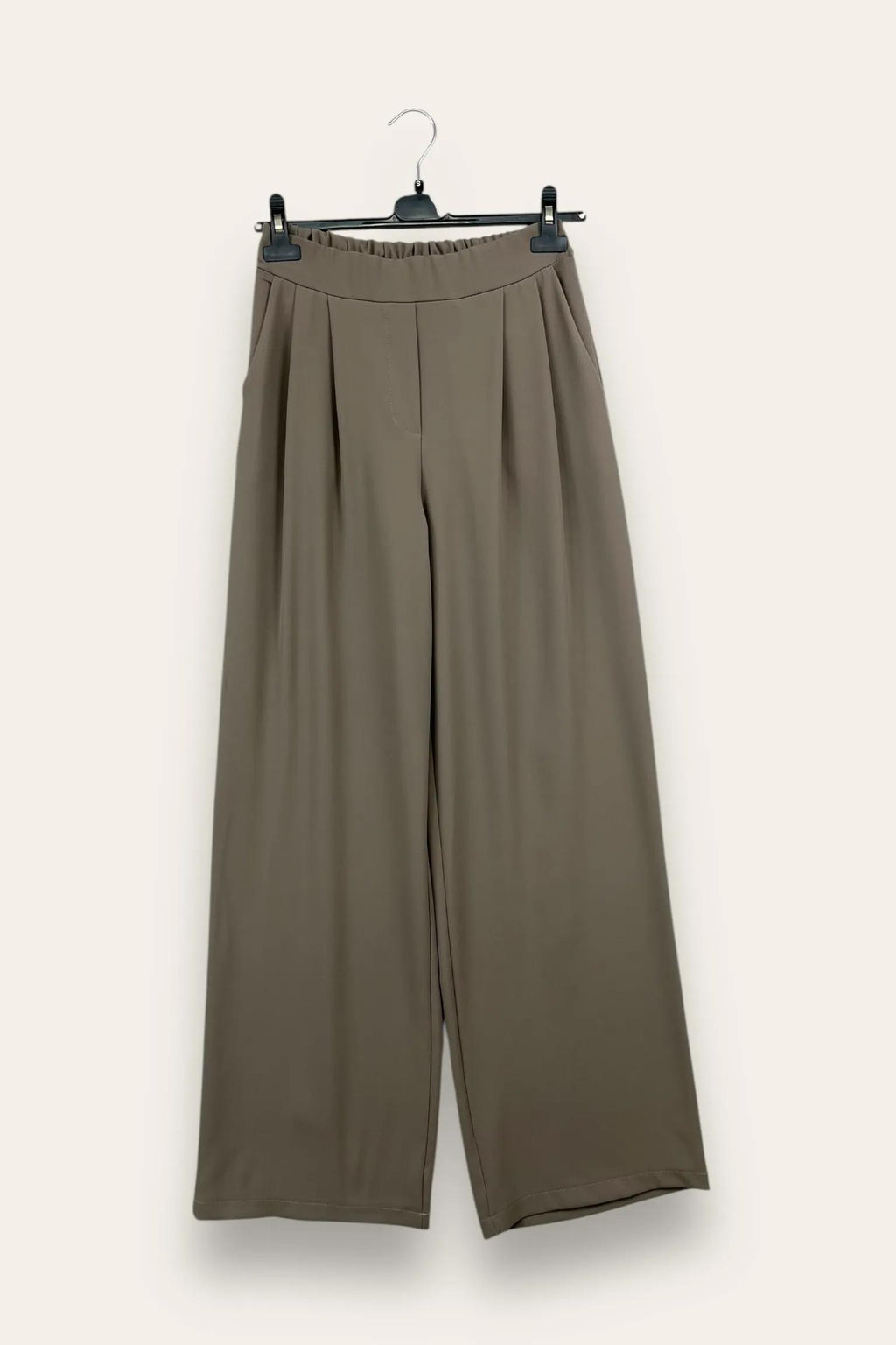 Pantalone fluido a palazzo, elastico retro vita 