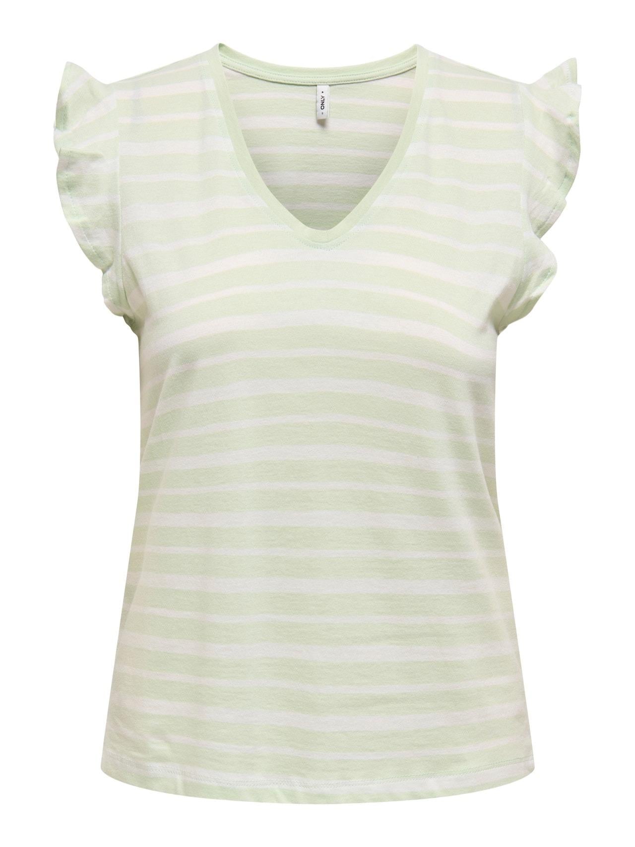 ONLMAY LIFE S/S FRILL V-NECK TOP BOX JRS 