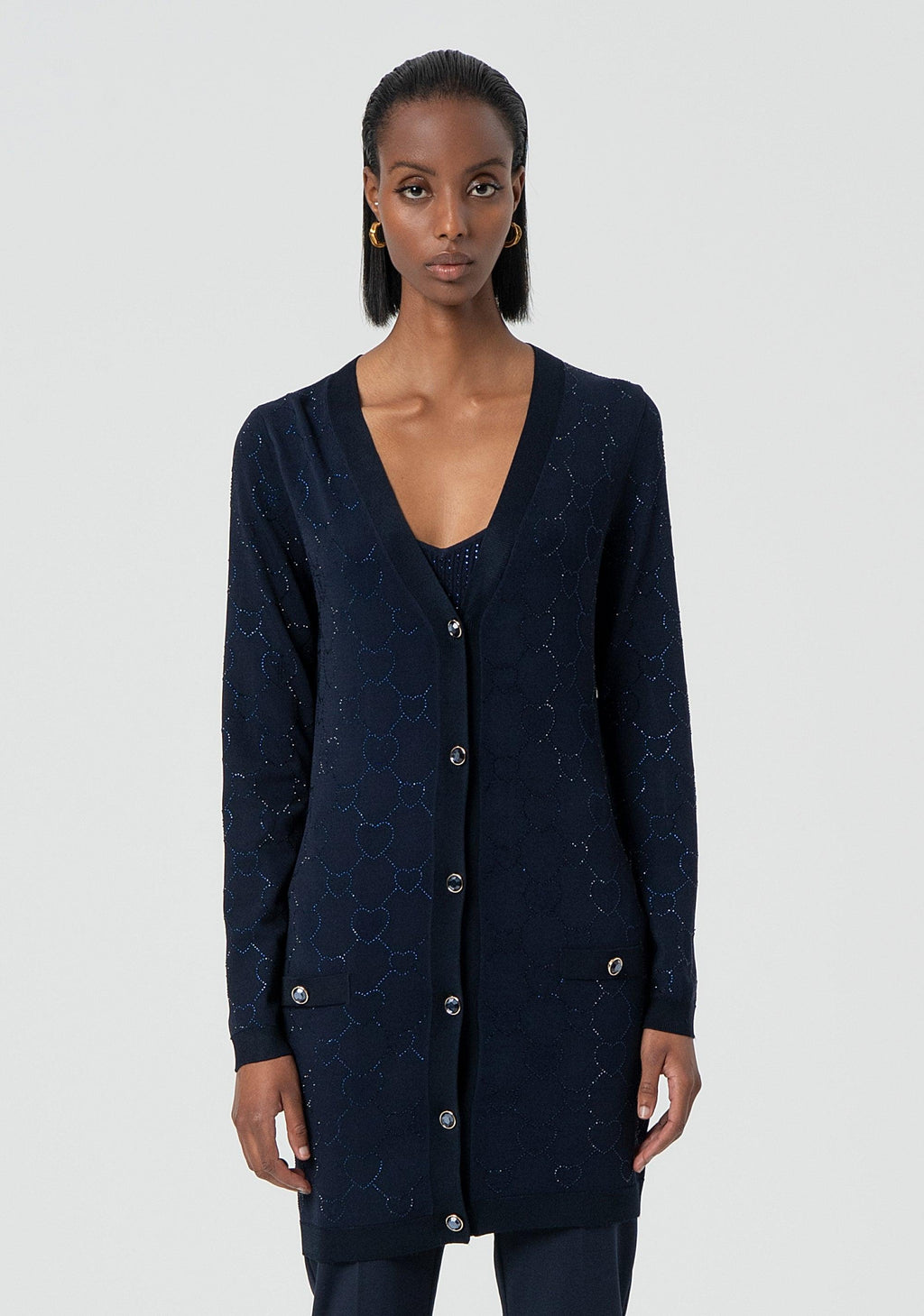 EMBELLISHED V-NECKLINE CARDIGAN DAR 