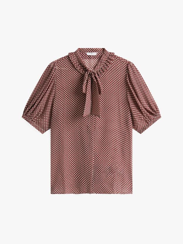 RUFFLE TIE PRINT S/S 