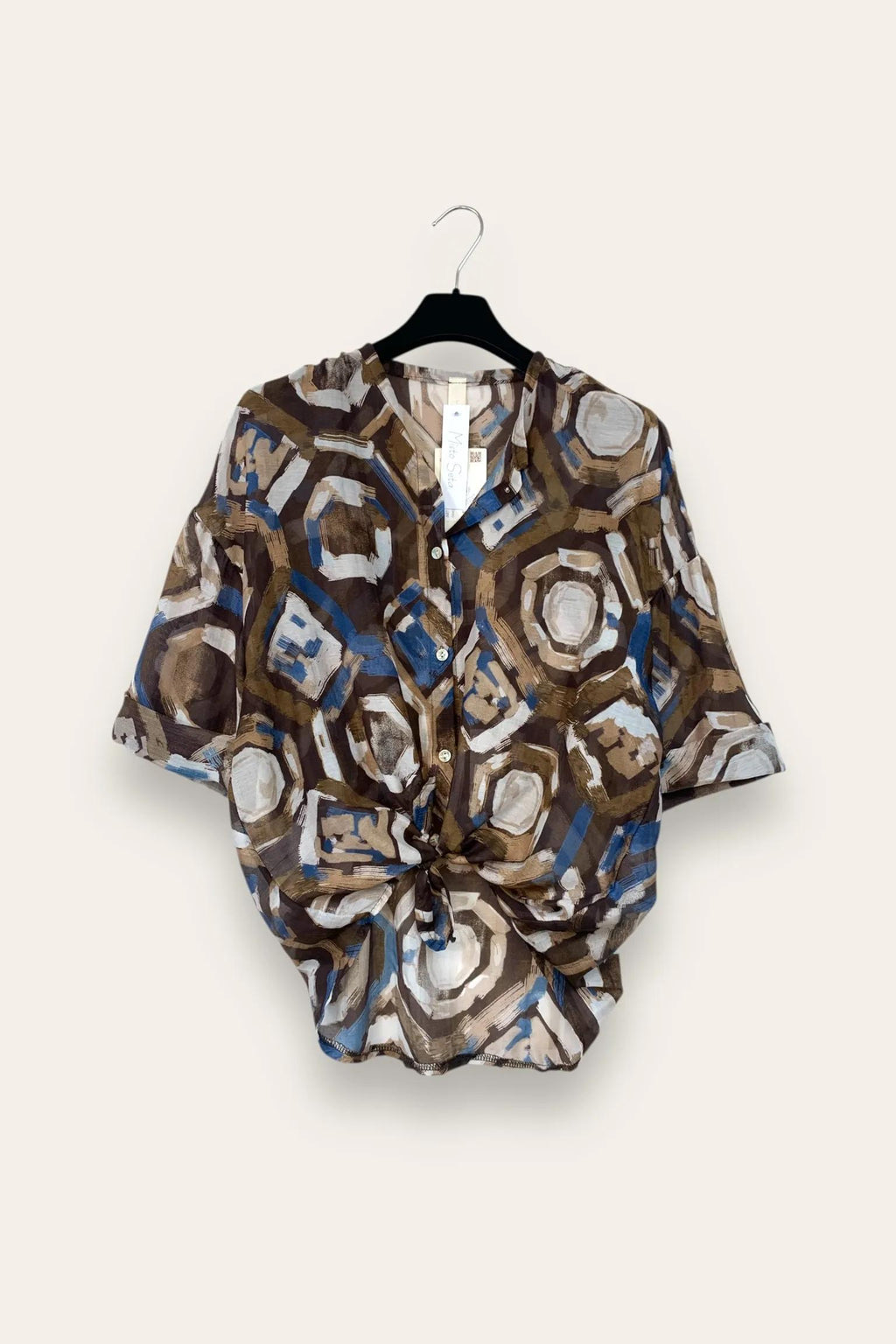 Camicia seta e cotone in fantasia 