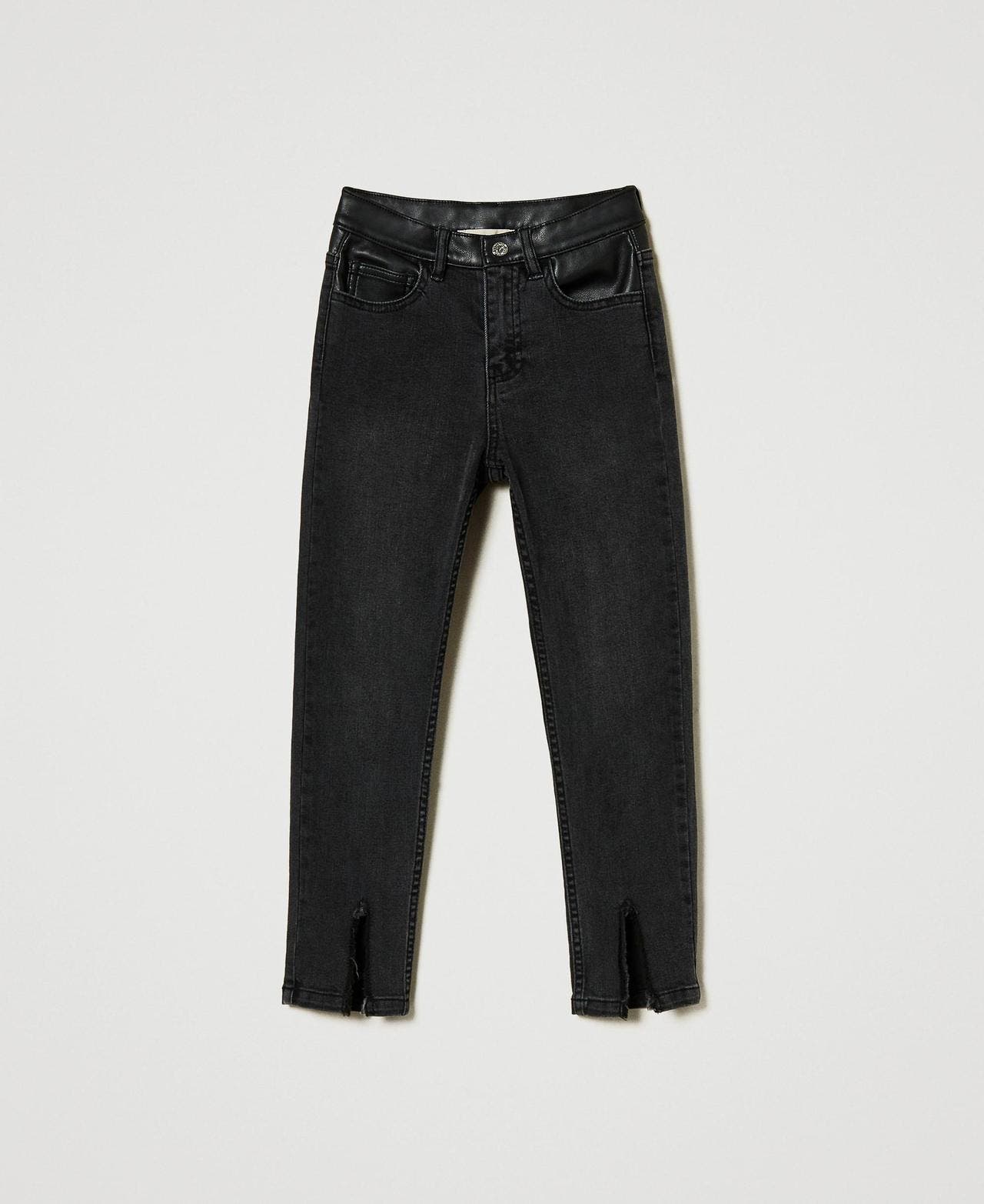 SKINNY IN DENIM BLACK C/DETTAGLI SPALMATI 