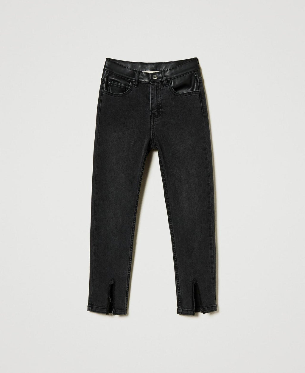 SKINNY IN DENIM BLACK C/DETTAGLI SPALMATI 