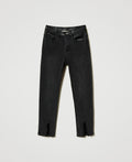 SKINNY IN DENIM BLACK C/DETTAGLI SPALMATI 