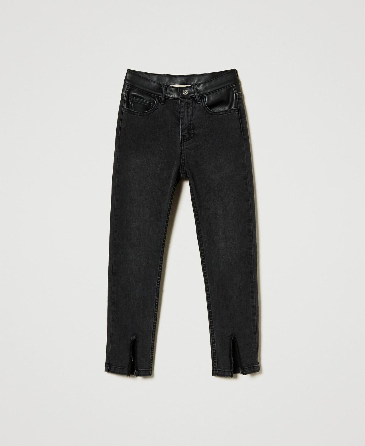 SKINNY IN DENIM BLACK C/DETTAGLI SPALMATI 