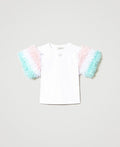 T-SHIRT IN JERSEY C/MANICHE IN TULLE SFUMATO 