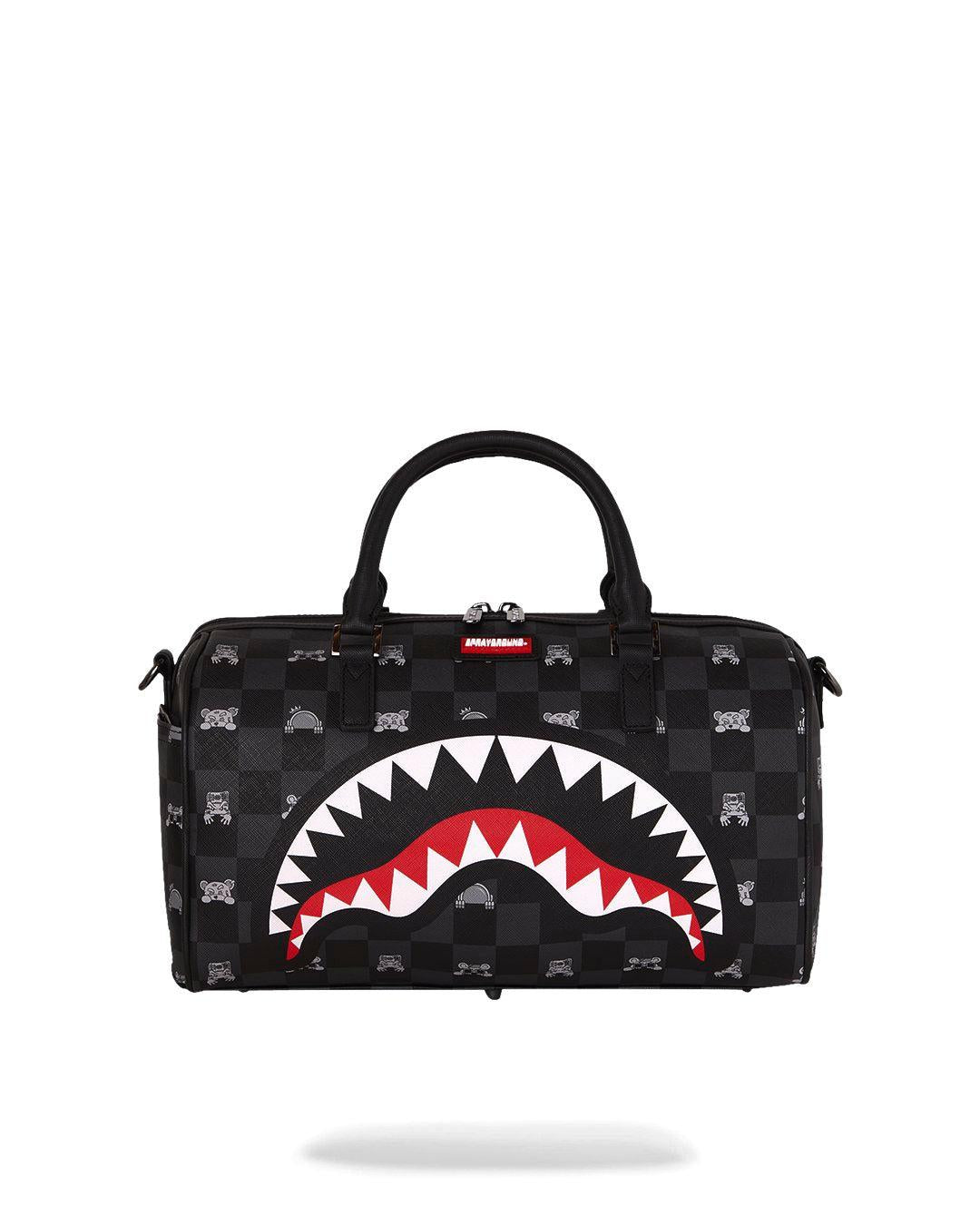 GRAY PEEKING CHARACTER CHECK MINI<BR/>DUFFLE 