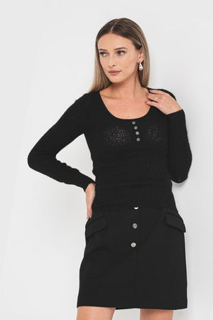 GUESS SARIAH LS HENLEY SWTR