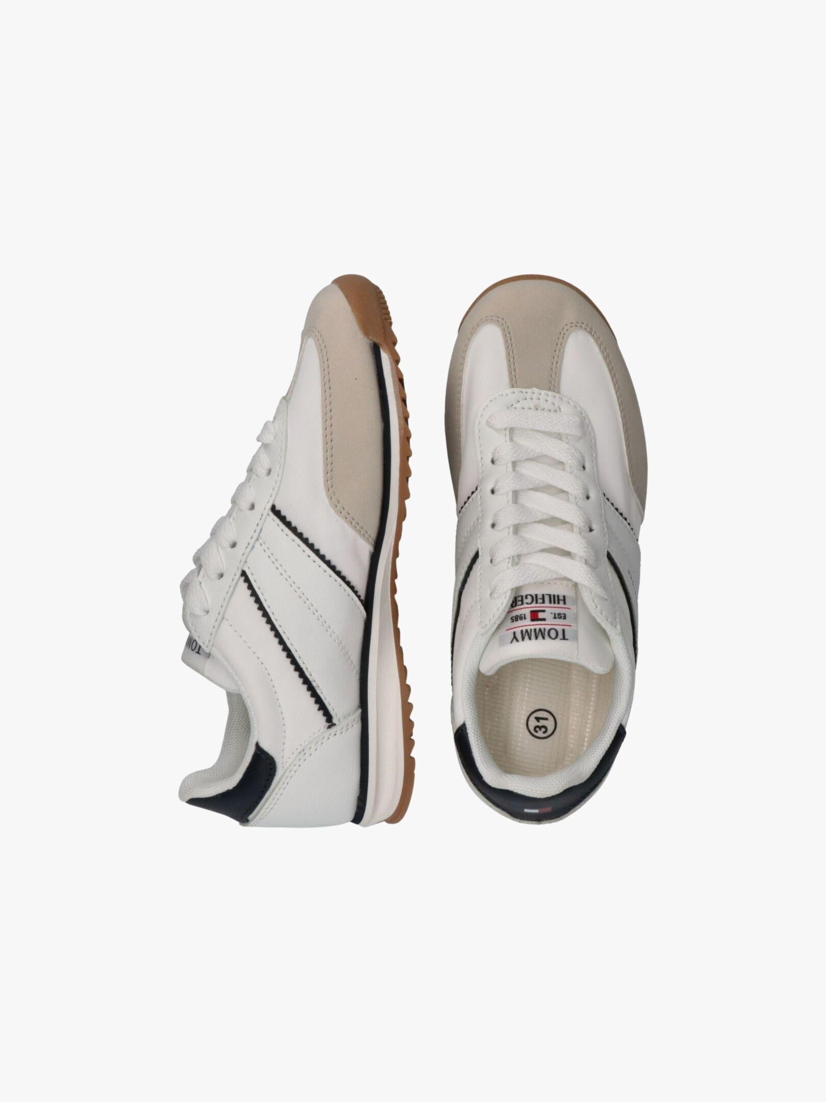 SNEAKER BASSA ALLACCIATA BEIGE/BIANCO/BLU 