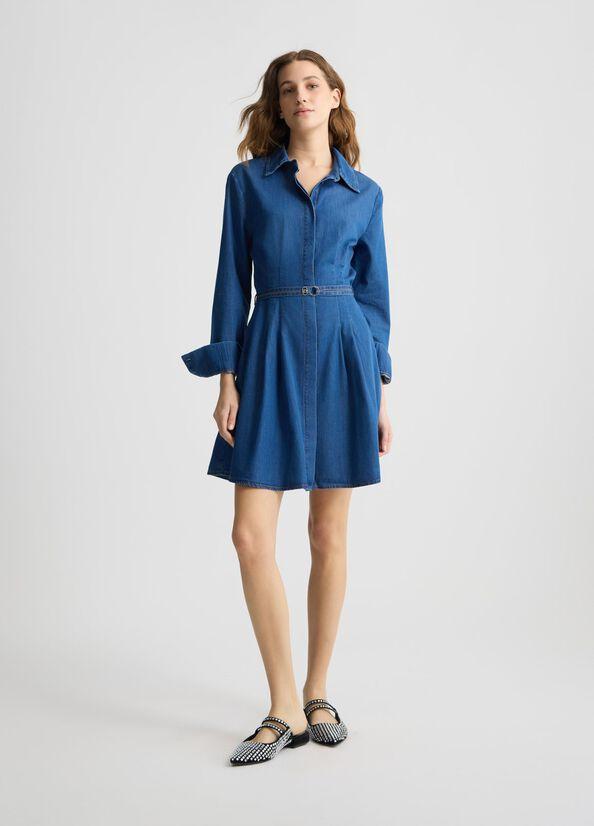 ECS ABITO CORTO DENIM PIEGHE 