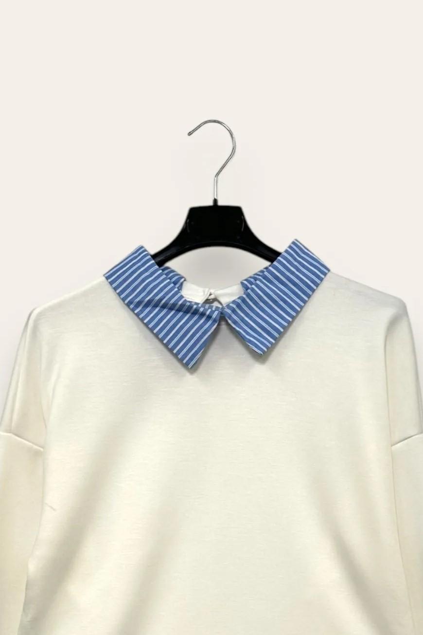 Maglietta in scuba girocollo CL-10675-CL-3320/Bianco LOVEme