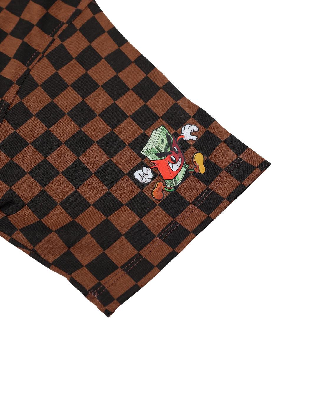 GET OUT BEAR CHECKERED REGULAR T-SHIRT 