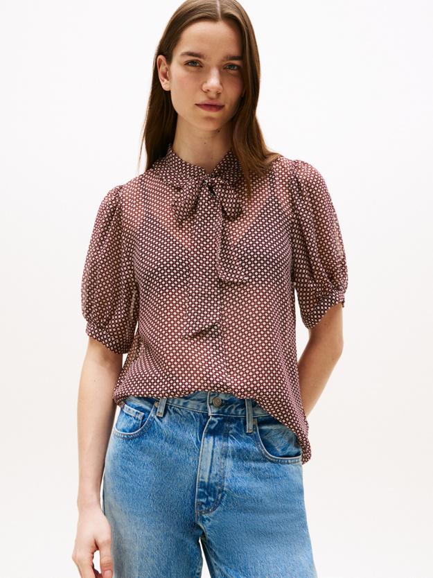 RUFFLE TIE PRINT S/S 
