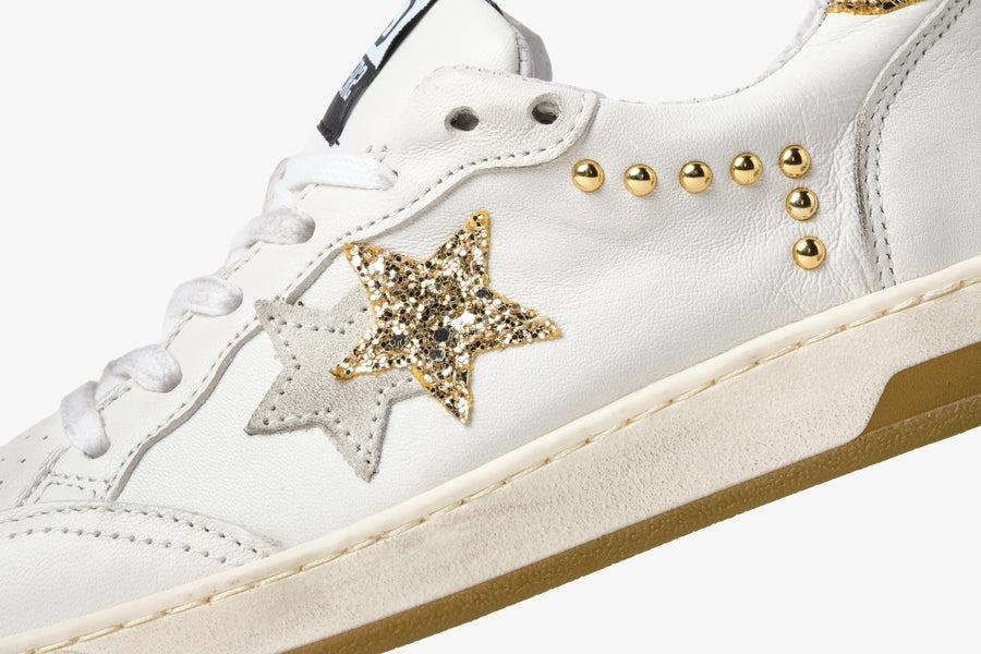 SNEAKERS WEEK STAR BIANCO/ORO CON BORCHIE 