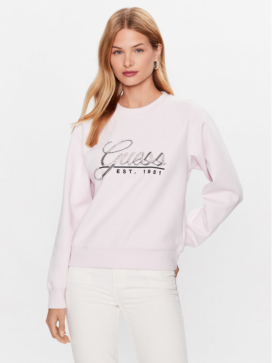 Guess HOODY ICON Rosa - Consegna gratuita   ! - Abbigliamento Felpe  Donna 59,40 €