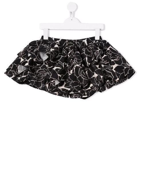 Elisabetta Franchi La Mia Bambina Kids' Monogram-print Smart Shorts In  Black